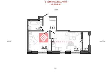 1-к квартира, 46 м², 1/8 эт.