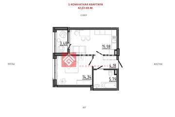1-к квартира, 42 м², 1/7 эт.