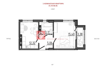 1-к квартира, 37,7 м², 3/8 эт.