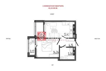 1-к квартира, 42,2 м², 5/8 эт.